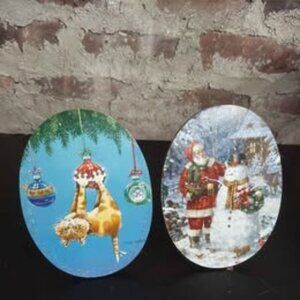 Christmas Pictures - Free Standing - Santa Cat Ornaments Tree